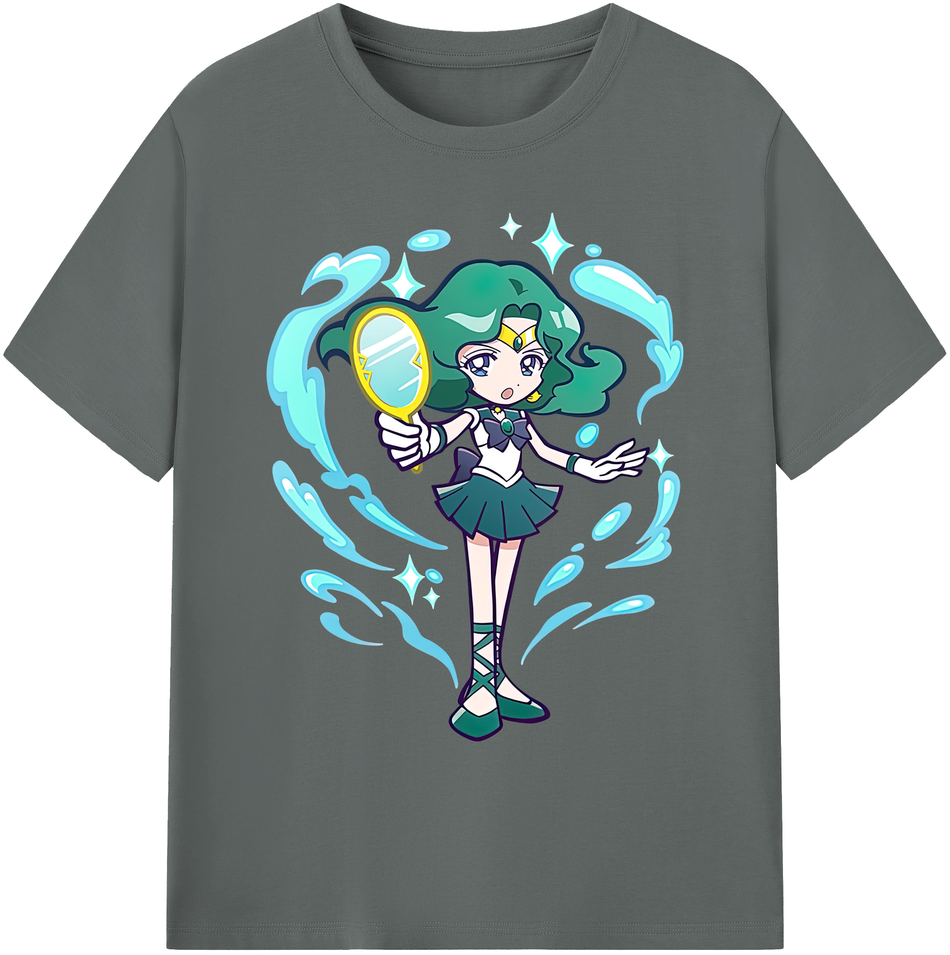 （画像用） 美少女戦士セーラームーン 海王 みちる（かいおう みちる） Sailor Moon Kaiou Michiru 綿100％ メンズ半袖Tシャツ｜肌触りやわらか＆通気性